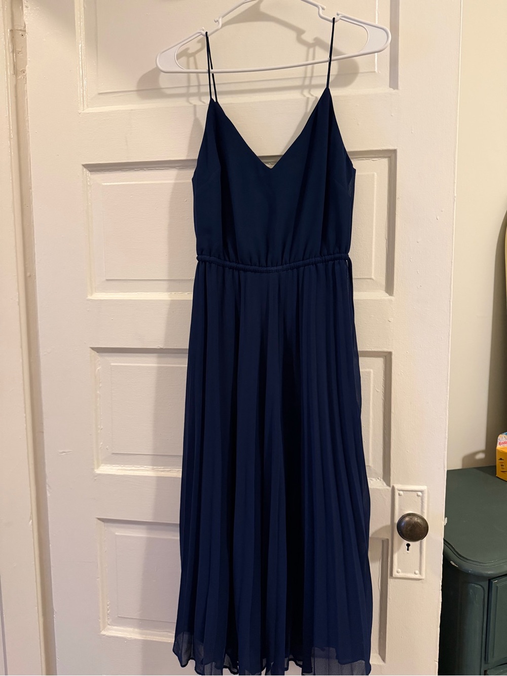 ASOS Navy Pleated Midi Slip Dress